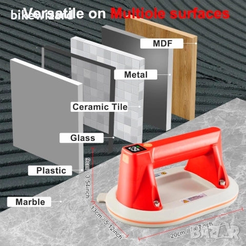 Електрическа вакуумна вендуза с LCD дисплей и зареждане Type-C, товароносимост 160 кг НОВА, снимка 2 - Други инструменти - 52870382