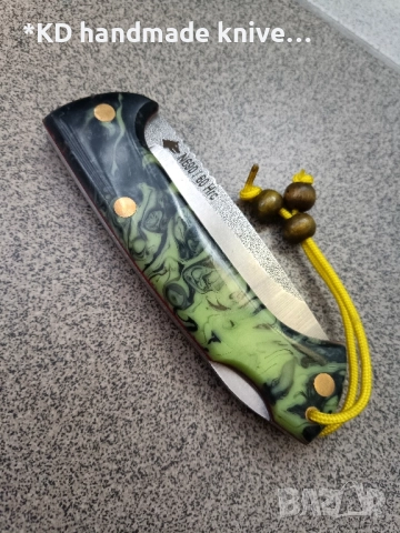 Сгъваем нож ръчно изработен от N690co стомана + ПОДАРЪК кания, снимка 3 - Ножове - 52339426