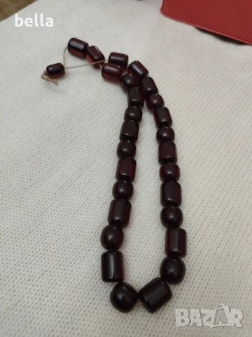 Антикварна броеница – Стар вишнев материал (88.4 гр)., снимка 5 - Антикварни и старинни предмети - 54163319