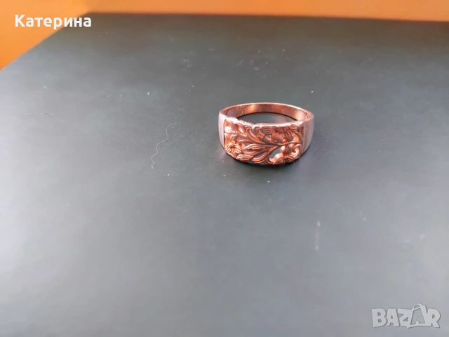 Позлатен пръстен  с проба 585 злато, снимка 3 - Колиета, медальони, синджири - 50575444