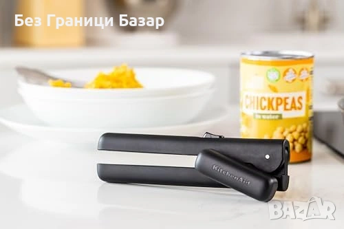 Нова Отварачка за консерви с ергономична дръжка мат черно 18 см за лесна работа кухня, снимка 2 - Аксесоари за кухня - 54131844