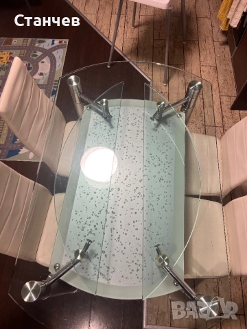 Стъклена маса 130х80см. + 4 стола, снимка 2 - Маси - 52968645