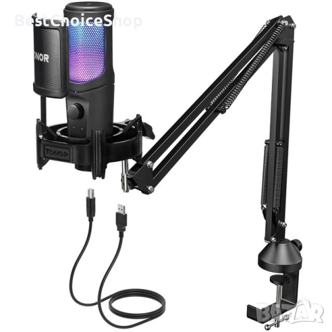 TONOR PC комплект USB кондензаторен микрофон 192 kHz/24 бита​, професионален със стойка​, снимка 8 - Микрофони - 53615241