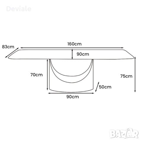 Модерна трапезна дизайнерска маса с керамичен плот и метална основа 160х90х75 см, снимка 5 - Маси - 52293538