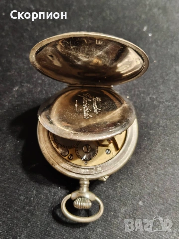 Швейцарски джобен часовник с посребрени капаци - AERA - 6 РУБИНА, снимка 6 - Джобни - 50501131