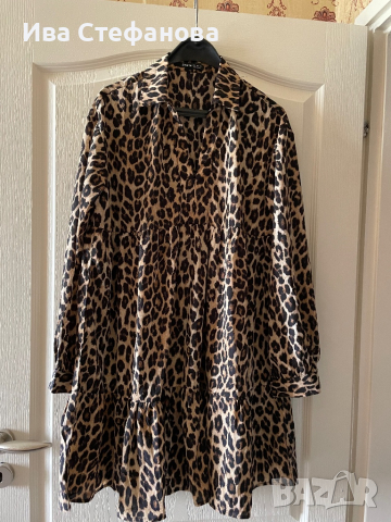 Нова разкошна ежедневна елегантна леопардова тигрова рокля волани 