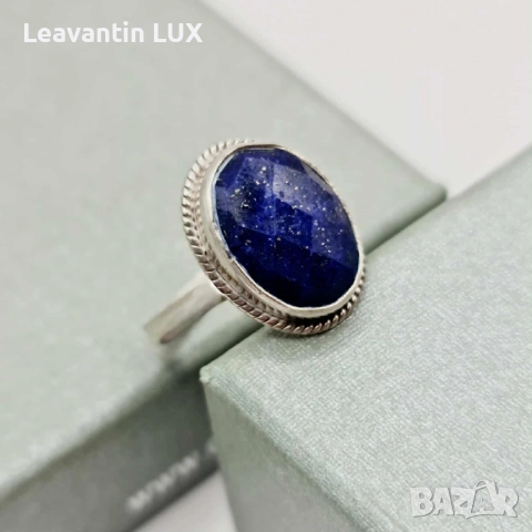Сребърен пръстен с Лапис, снимка 3 - Пръстени - 52366894