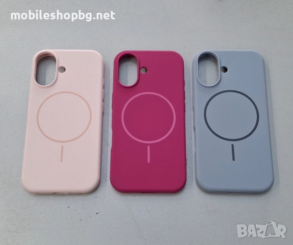 iPhone 17 гръб силиконов подплатен MagSafe розов син цилкамен