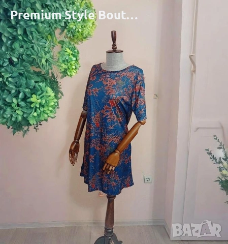 Флорална къса рокля Rustic Bloom с ленена визия и свободен силует, снимка 2 - Рокли - 53658234