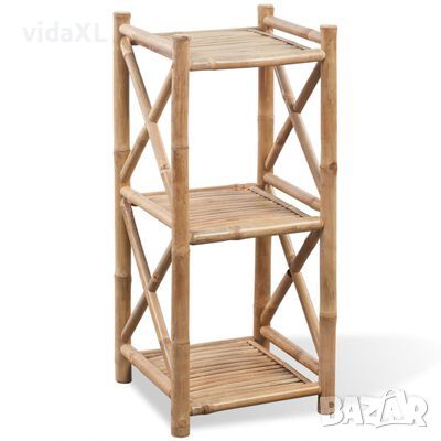vidaXL Бамбуков квадратен стелаж, 3 рафта（SKU:242491