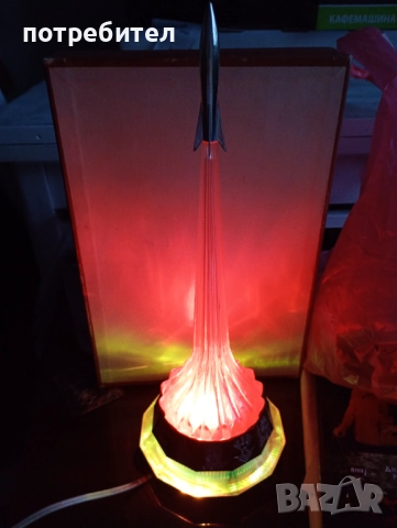 СССР Стара нощна руска лампа Ракета Космос 