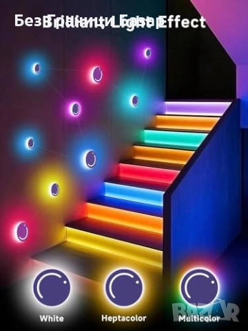 Нови Цветни RGB лампи за парти, гейминг и декорация с управление през app, снимка 4 - Други - 51770580