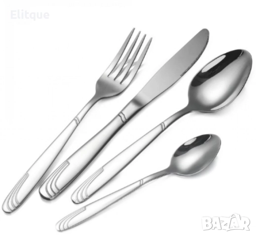 Комплект прибори 24 части Bohmann, кутия, Сребрист/Златен декор, неръждаема стомана, снимка 3 - Други - 52889018