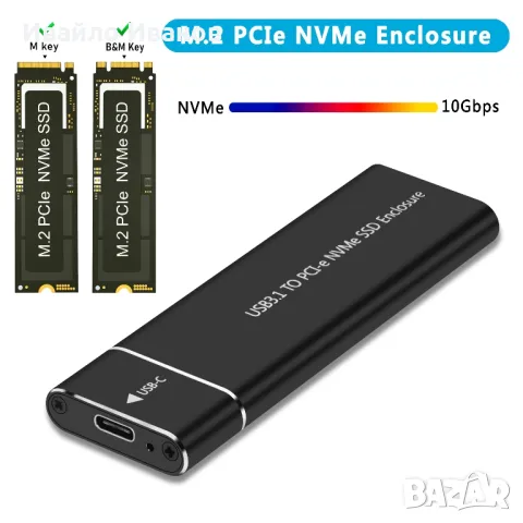 USB 3,1 адаптер за M.2 памети (nvme / ngff ), снимка 2 - Кабели и адаптери - 49546676