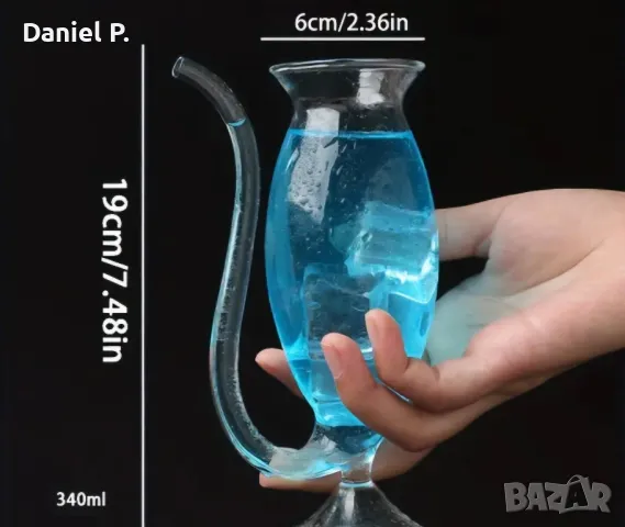 Креативна стъклена чаша с вградена сламка, перфектна за Коктейли сок или вино, снимка 4 - Чаши - 48875688