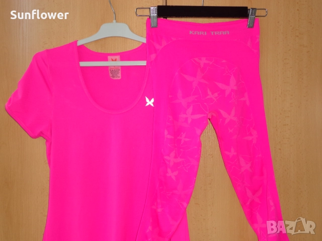 Розов спортен комплект топ и клин Kari Traa XS - S  Топът е в размер S, а клинът XS –S , снимка 3 - Спортни екипи - 51870238