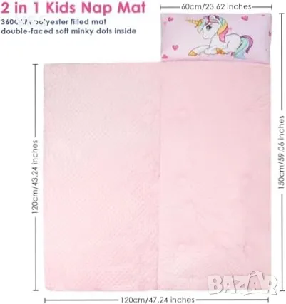 Детски топъл спален чувал с подвижна възглавница, сгъваема постелка за дрямка за момичета и момчета,, снимка 3 - Спално бельо и завивки - 49848018