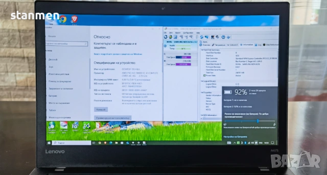Продавам Гаранционнен Lenovo ThinkPad A475/IPSматFHDсKам/4x2.7ghz/nVme256gb/8gb/AmdRadeon/НоваБат   , снимка 3 - Лаптопи за дома - 53073876