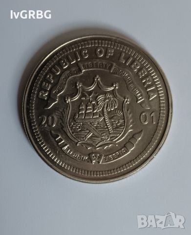 10 долара Либерия 2001 Джордж Буш 43-ти президент на САЩ монета , снимка 1 - Нумизматика и бонистика - 46173151