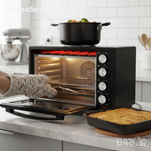 Компактна печка Termomax – фурна + два керамични котлона в едно, снимка 3 - Печки, фурни - 53848428