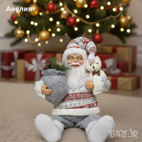 Голям Дядо Коледа с торба и мече, снимка 3 - Декорация за дома - 52657829
