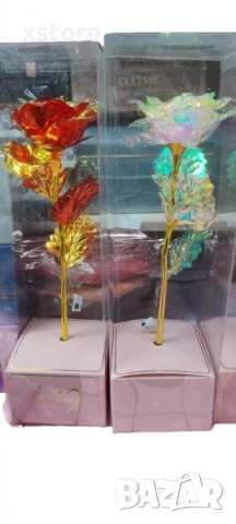 Светеща роза в луксозна прозрачна опаковка, снимка 3 - Подаръци за жени - 52793430