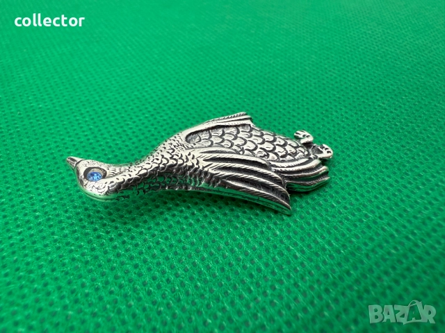 Сребърна брошка на птица - Тетреб / Глухар. №7452, снимка 5 - Други ценни предмети - 51975705