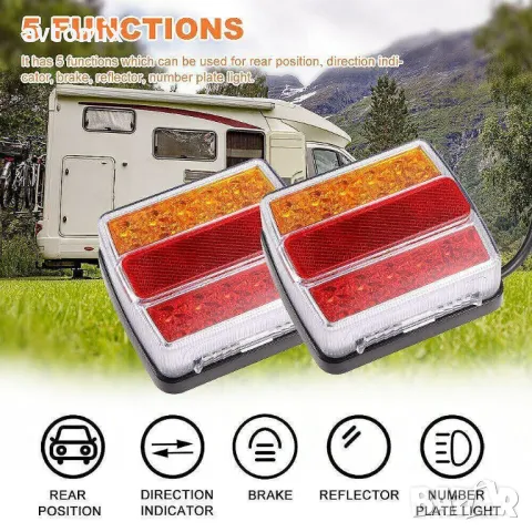 LED диодни стопове, 12V с магнит и окабеляване, 5 функции, комплект, снимка 2 - Аксесоари и консумативи - 49812760