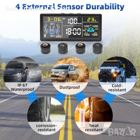 Нова Соларна TPMS система с HD дисплей и 5 аларми за коли и SUV 0-199psi, снимка 5 - Друга електроника - 52273004