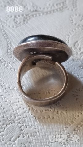Vintage сребърен пръстен с естествен Лабрадорит, снимка 6 - Пръстени - 45905022