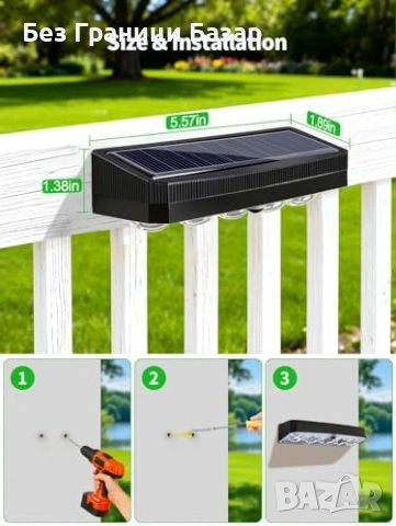 Нови Соларни слънчеви стенни лампи 4 броя 3 режима за двор ограда тераса , снимка 6 - Соларни лампи - 53817960