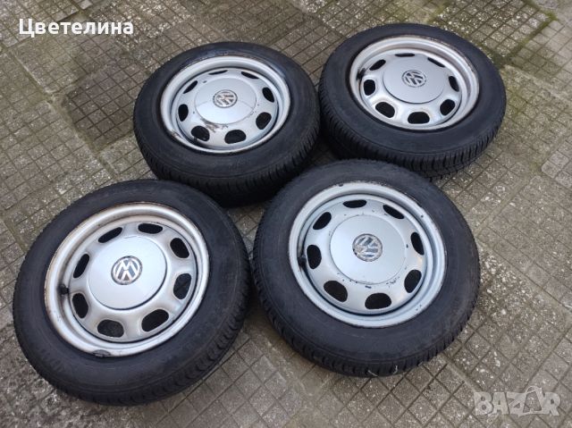 Джанти за Polo-98 г. с почти нови летни гуми и оригинални тасовее, снимка 1 - Гуми и джанти - 45960172