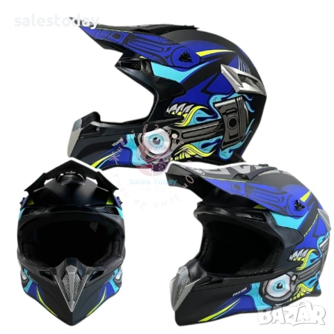 Кросова каска за мотор, ендуро, АТВ, Скутер,  синя
