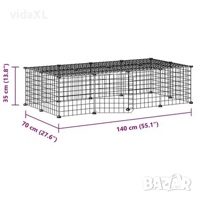 vidaXL Клетка за животни с врата, 20 панела, черна, 35x35 см, стомана(SKU:3114055), снимка 3 - Други - 49236121