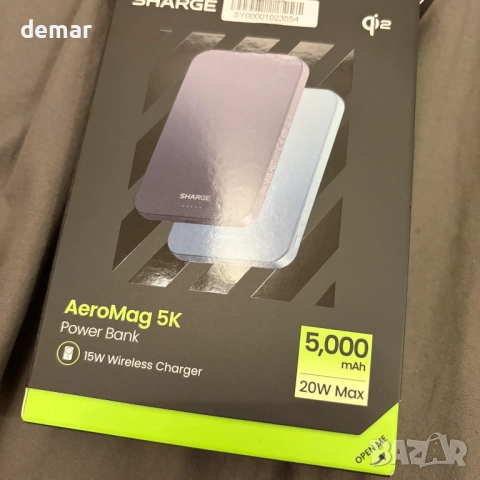 Външна батерия SHARGE AeroMag Magsafe 5000 mAh, магнитна, 15 W Qi2, снимка 8 - Външни батерии - 52272357