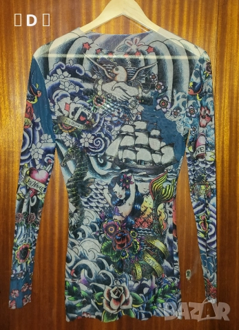 DSQUARED 2  блуза/туника татуировка  С-М, снимка 4 - Блузи с дълъг ръкав и пуловери - 52510995