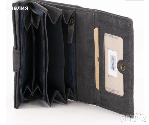 Дамски портфейл Blue Burry от естествена кожа , снимка 4 - Портфейли, портмонета - 53926334
