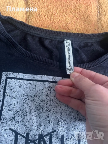 Черна памучна блуза хс с унисекс , снимка 2 - Блузи с дълъг ръкав и пуловери - 53905158