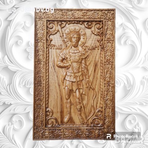 Дърворезбована икона на Св. Пантелеймон, снимка 4 - Дърводелски услуги - 46405639