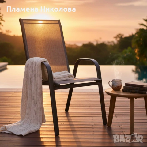 Стифиращи се градински столове от стомана и текстил – комплект 2 броя, снимка 2 - Градински мебели, декорация  - 53253898