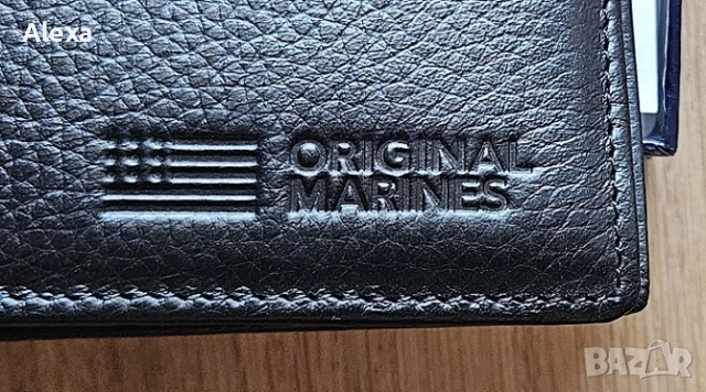 Мъжки кожен портфейл Original Marines черен НОВ Италия, снимка 3 - Портфейли, портмонета - 53735369