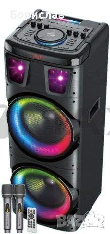 Преносима Bluetooth караоке тонколона BTS-1708 с 2 безжични микрофона