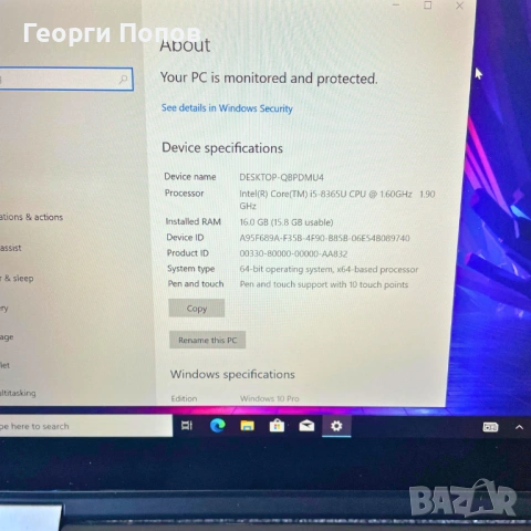Lenovo X390 YOGA - 13.3''FHD Touchscreen, i5-8365u, 16GB RAM DDR4, снимка 11 - Лаптопи за работа - 53072155