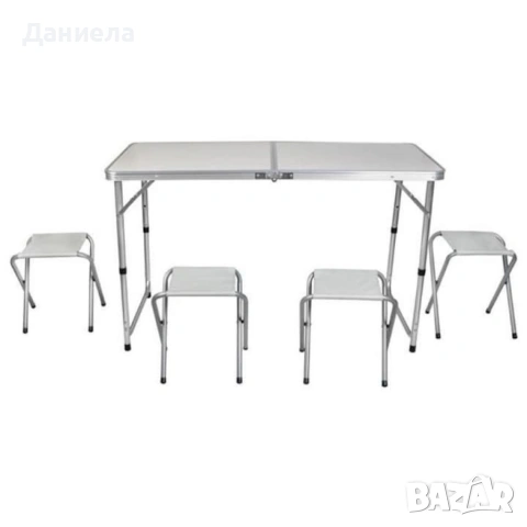 Комплект сгъваема алуминиева маса с 4 стола, снимка 3 - Къмпинг мебели - 53078558