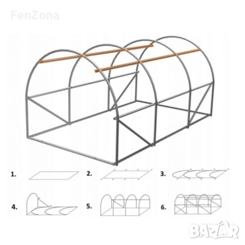 Компактна оранжерия 3 х 2 х 2м - 3 сегмента, снимка 2 - Оранжерии - 54051606