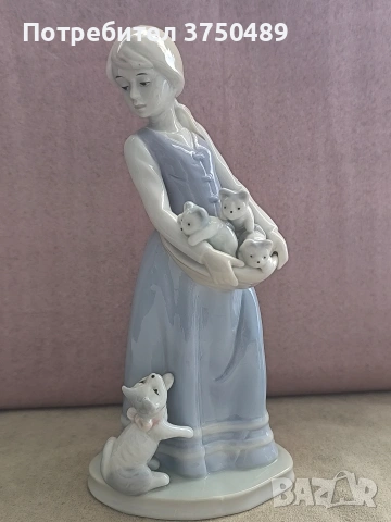 порцеланова фигурка на момиче с котенца, снимка 6 - Колекции - 53812316