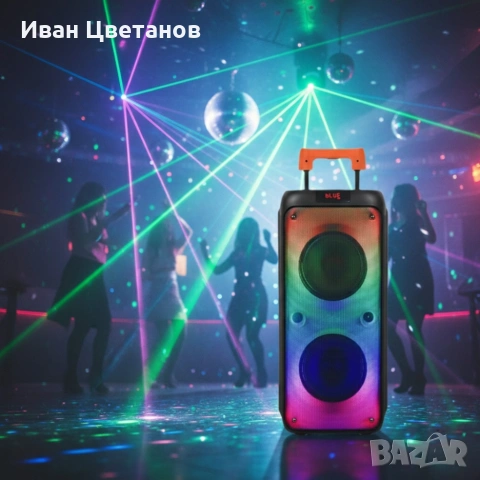 Преносима тонколона с микрофон и дистанционно управление, 40W мощност, Bluetooth, USB/SD и LED 