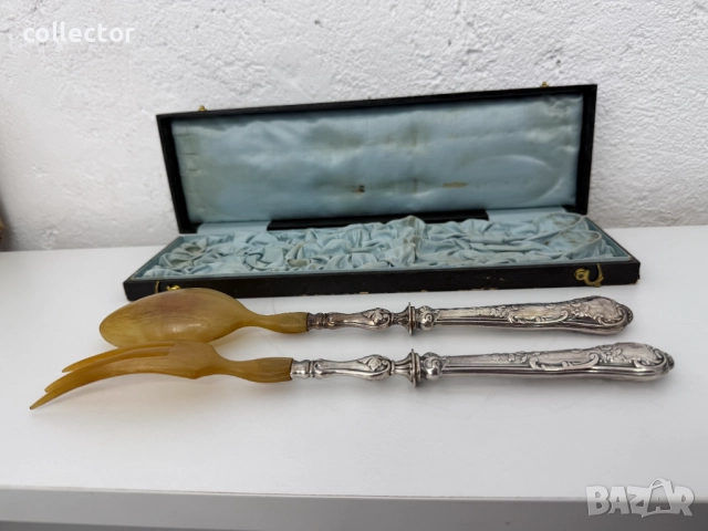 Френски сребърни прибори за салата. №7556, снимка 8 - Антикварни и старинни предмети - 52245472