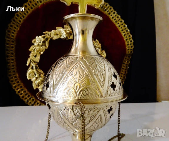 Висящо бронзово кадило,кадилница,кандило,тамянник. , снимка 3 - Антикварни и старинни предмети - 52967535