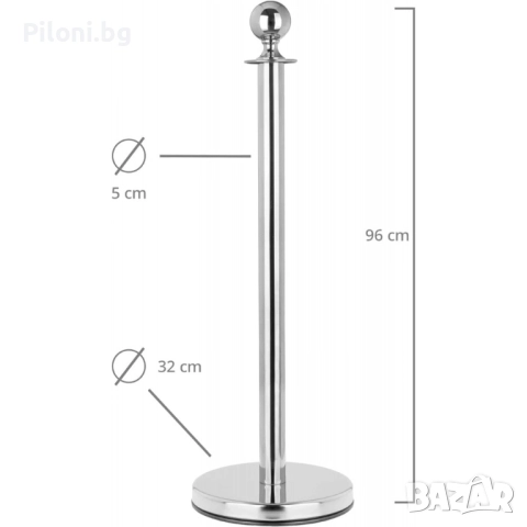 Комплект два сребристи ограничителни пилона с черно въже, снимка 5 - Друго търговско оборудване - 52811162